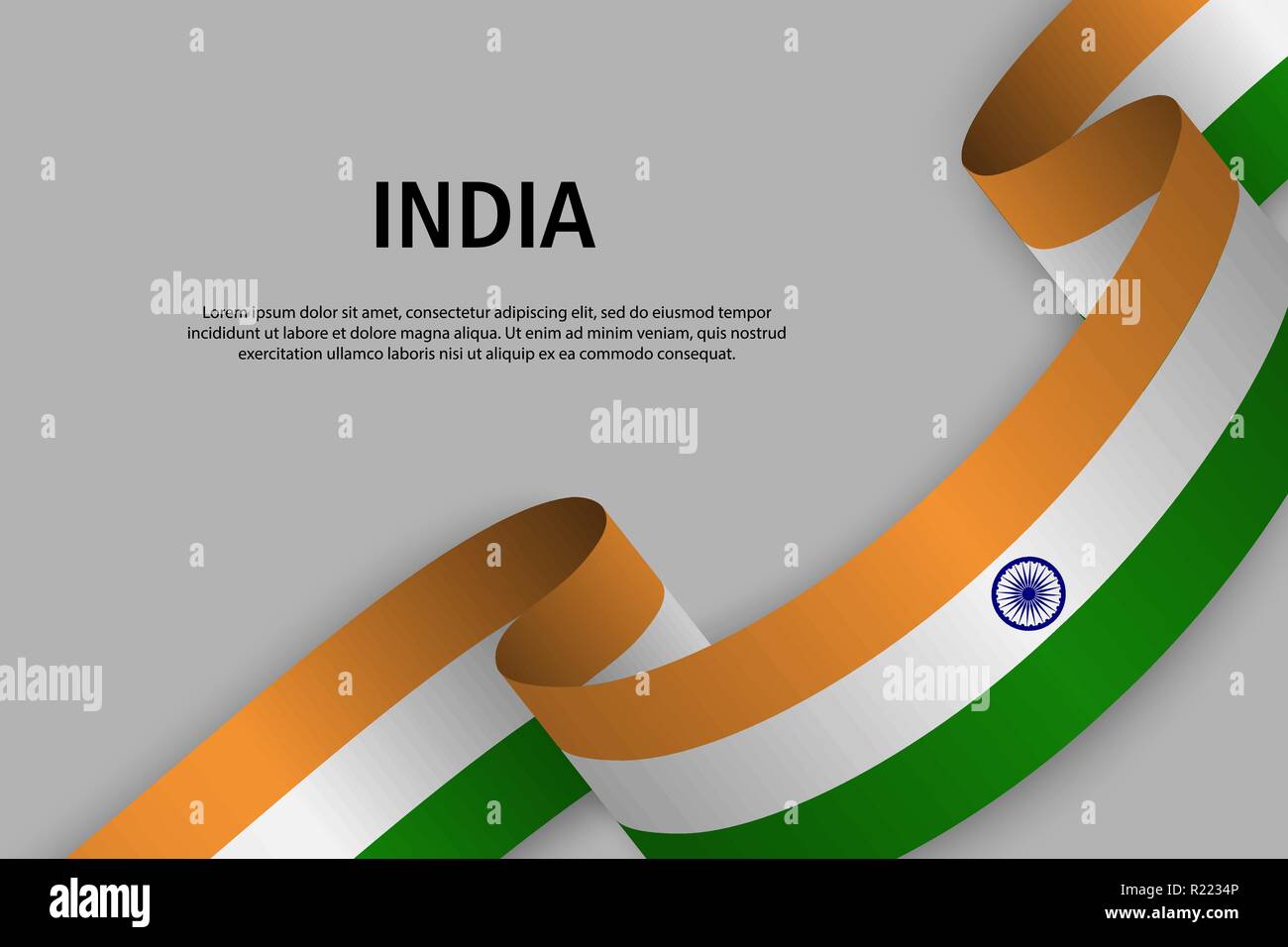 Waving ribbon with Flag of India, Template for Independence day banner ...