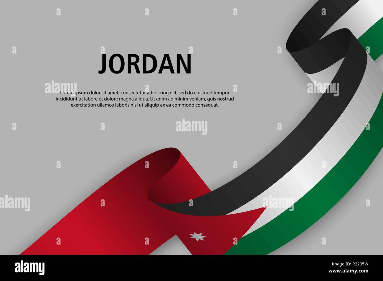 Waving ribbon with Flag of Jordan, Template for Independence day banner ...