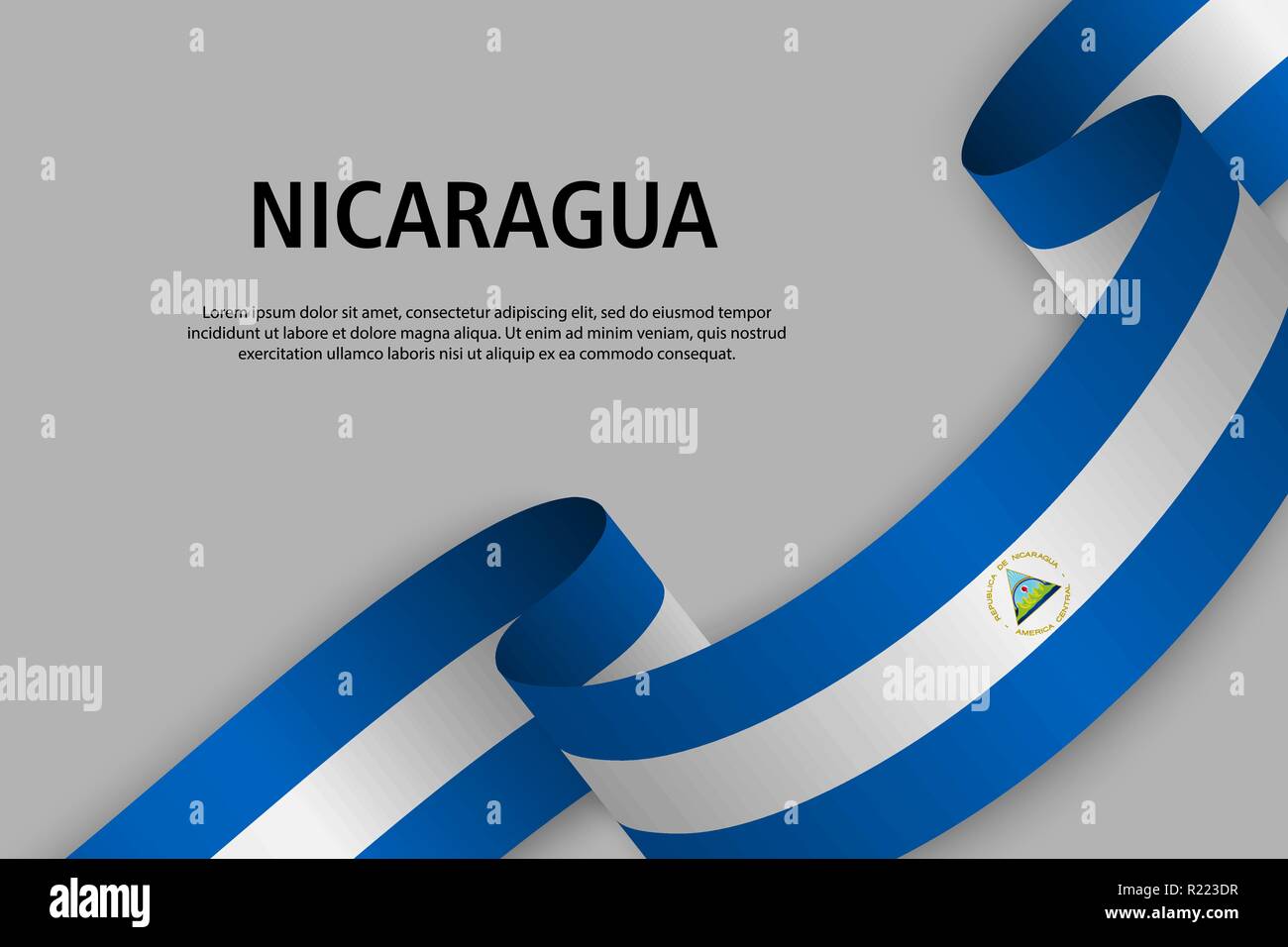 Waving Ribbon With Flag Of Nicaragua Template For Independence Day