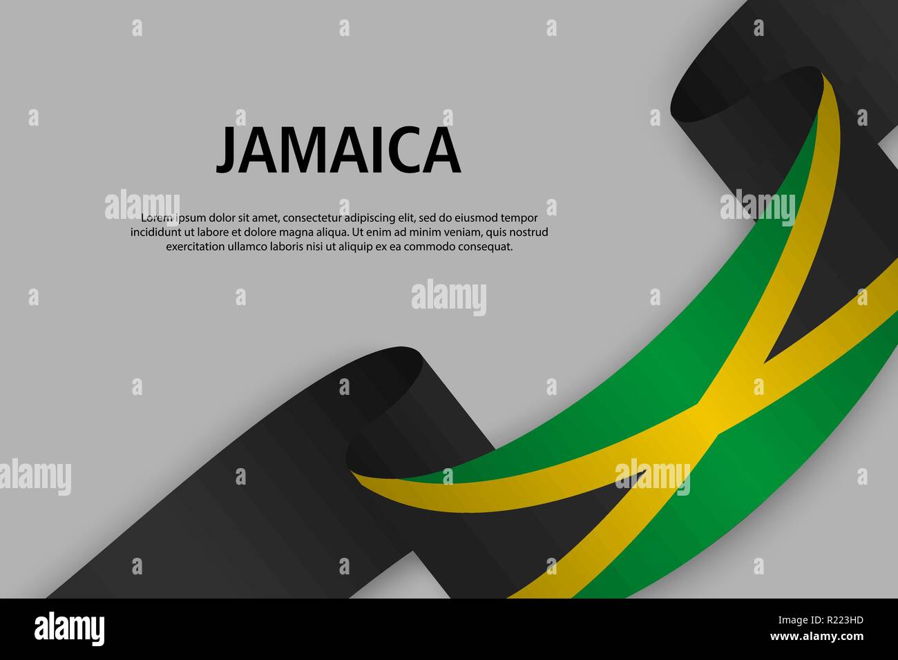 Waving Ribbon With Flag Of Jamaica Template For Independence Day