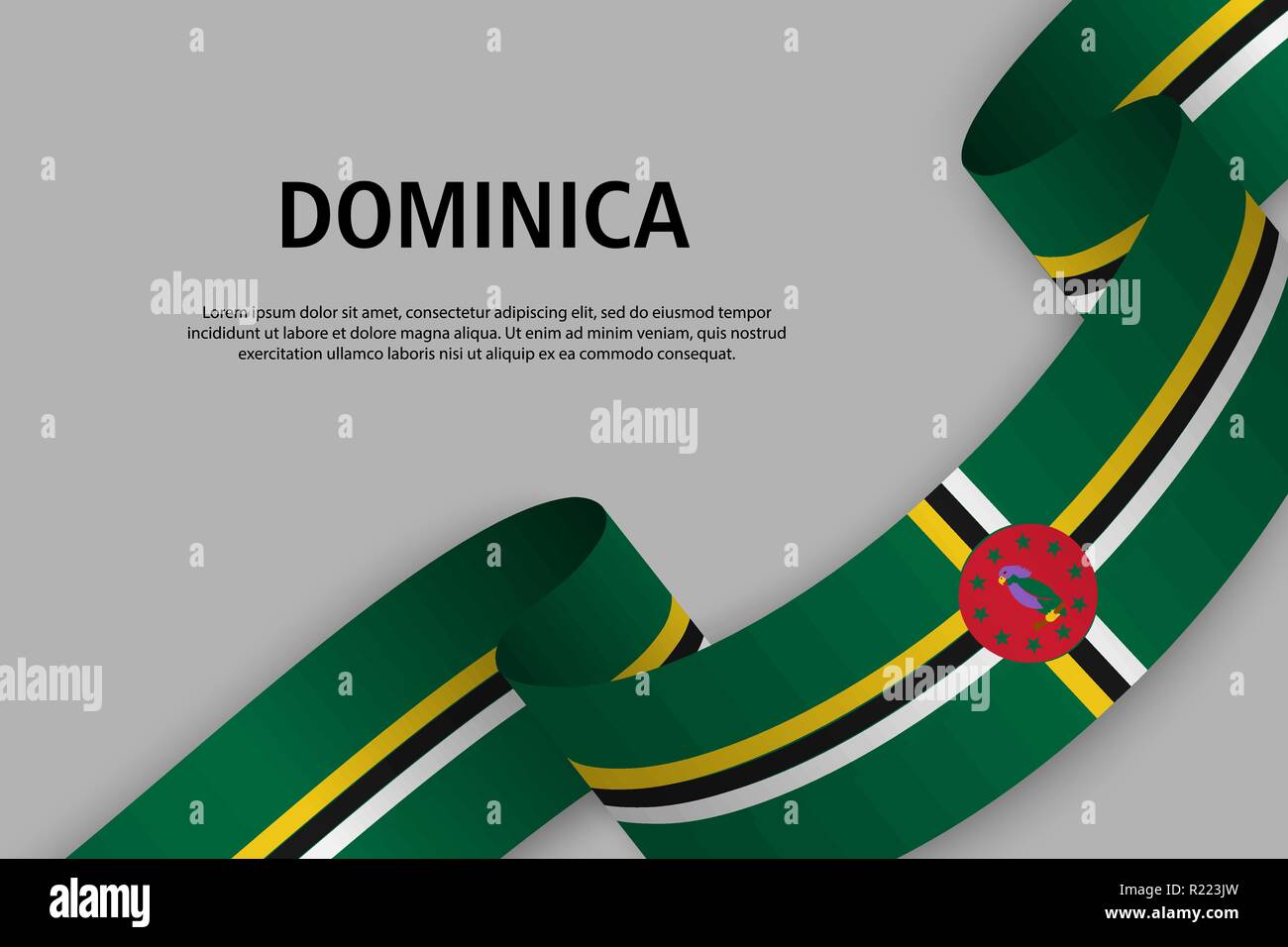Waving ribbon with Flag of Dominica, Template for Independence day ...