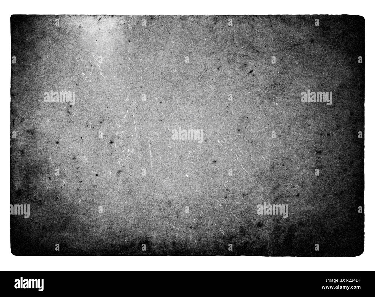 Black and white film frame with light leaks and grain isolated on white background Stock Photo