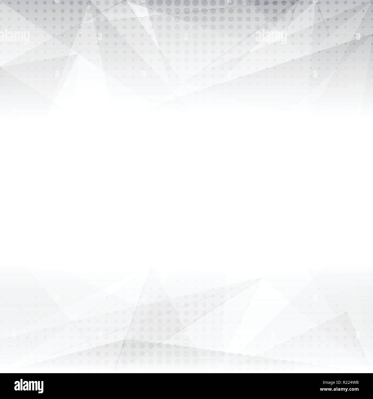 Abstract lowpoly triangles overlapping and gray dots pattern on white background texture. Vector illustration Stock Vector