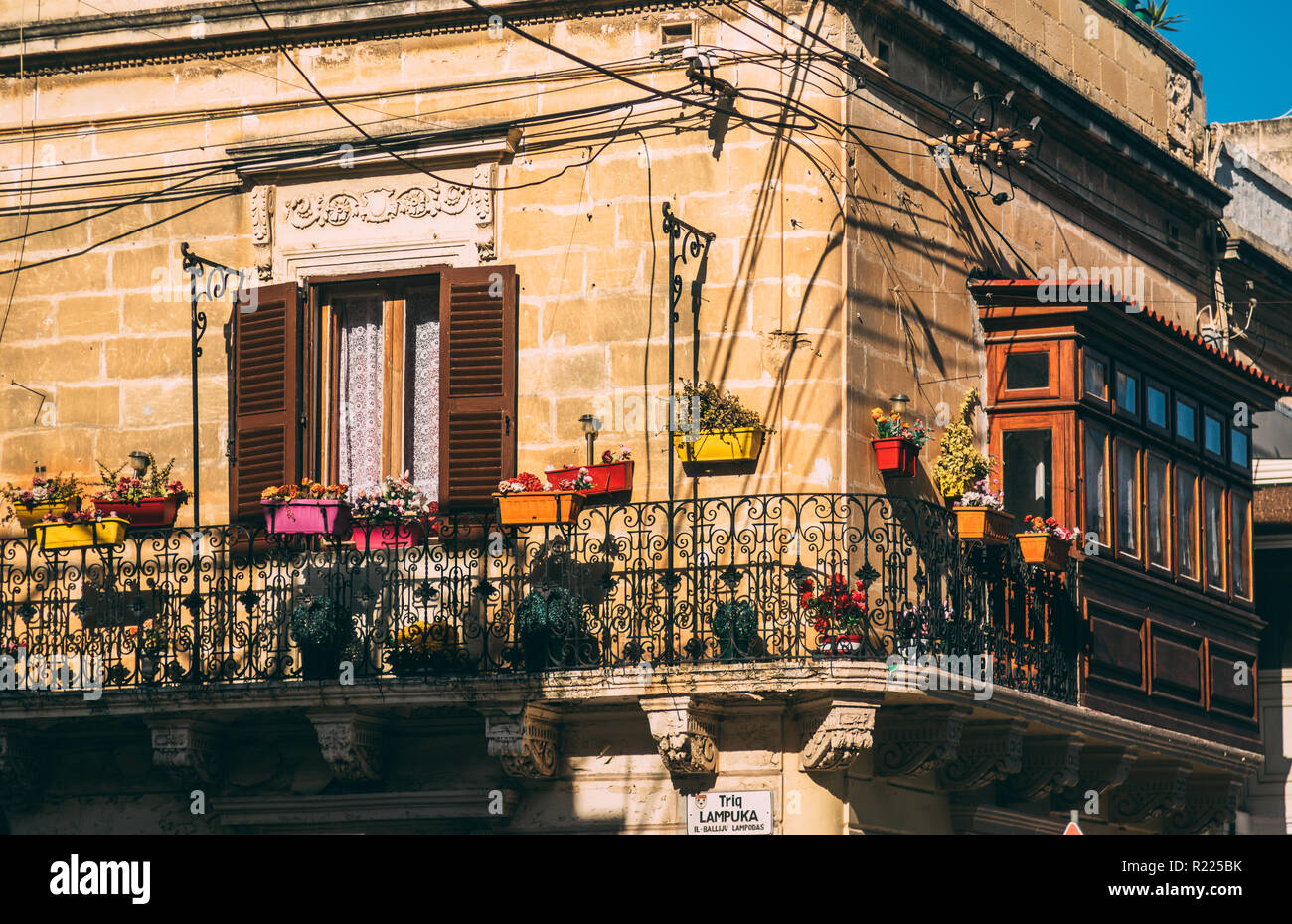 Urban view in the center of Paola, Street Lampuka, Malta Stock Photo