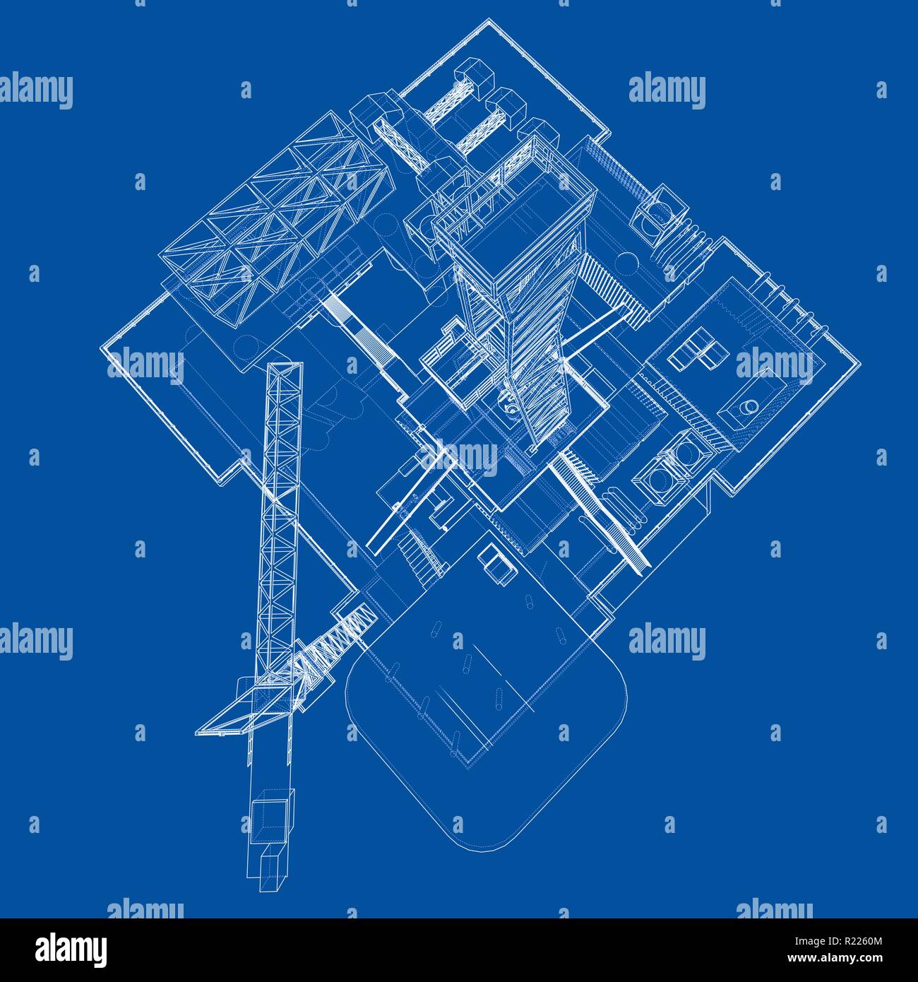 Offshore oil rig drilling platform concept. Vector Stock Vector
