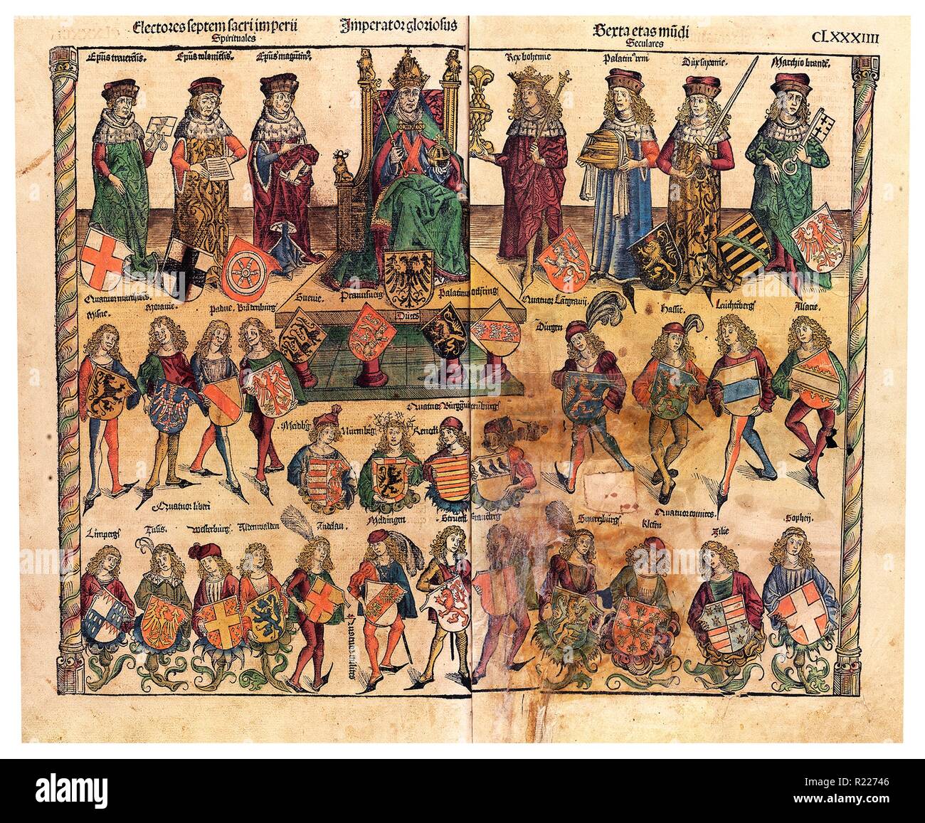 Schedelsche Weltchronik, Struktur des Reiches; 1493. The Schedelsches World Chronicle is an important German manuscript from the late Middle Ages (1493 ). It was published by Hartmann Schedel Stock Photo