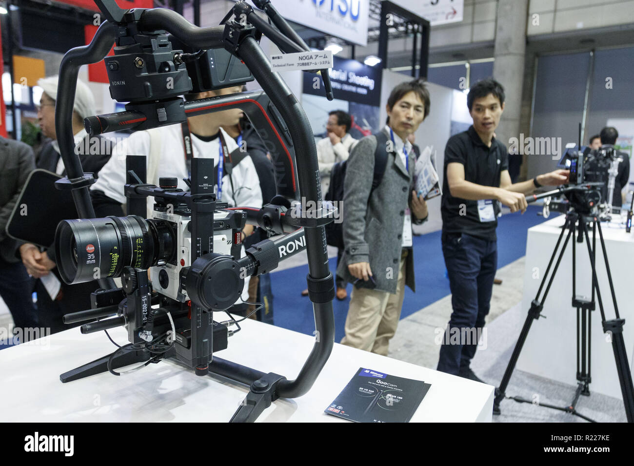 Chiba, Japan. 15th Nov, 2018. An exhibitor operates from the distance a steadicam RONIN 2 during the International Broadcast Equipment Exhibition (Inter BEE) 2018 at the International Convention Complex Makuhari Messe in Chiba. The exhibition shows the latest technologies from Japan and overseas in audio, video and communications including 16K displays and new camera equipment. Inter BEE is held from November 14 to 16. Credit: Rodrigo Reyes Marin/ZUMA Wire/Alamy Live News Stock Photo