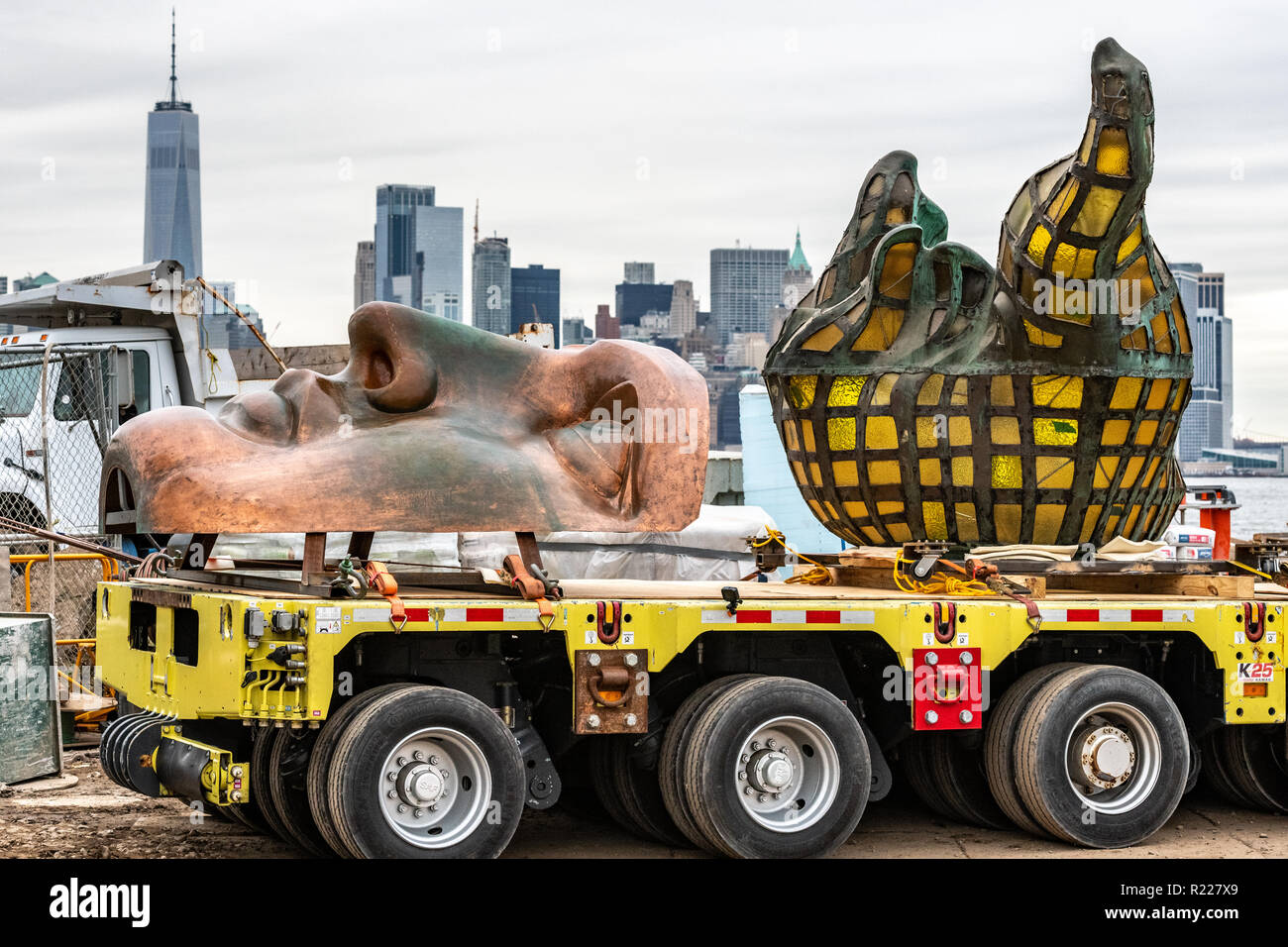New York, USA, 15 November 2018. The original torch of the Statue of Liberty and a replica of