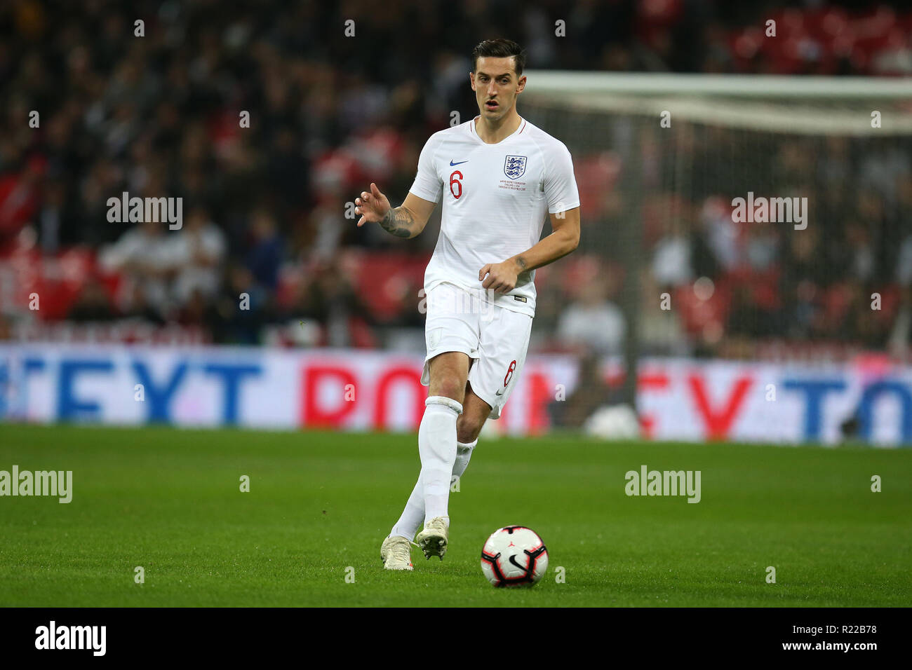 London, UK. 15th November, 2018. Lewis Dunk of England in action. International football friendly match, England v USA at Wembley Stadium in London on Thursday 15th November 2018.  Please note images are for Editorial Use Only. pic by Andrew Orchard/Andrew Orchard sports photography/Alamy Live news Stock Photo