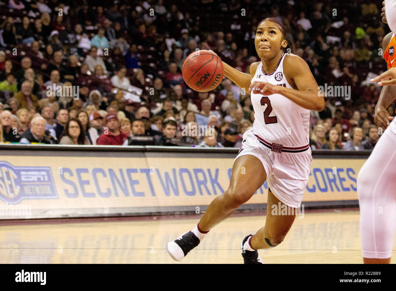 Columbia, SC, USA. 15th Nov, 2018. South Carolina Gamecocks guard Te'a