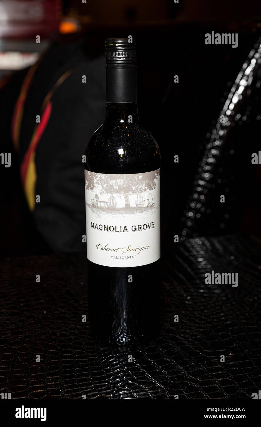 New York, USA. 15th November, 2018. Bottle of Magnolia Grove Cabernet Sauvignon by Wine World Estates Sonoma California on display at The Christopher & Dana Reeve Foundation Magical Evening Gala at Sheraton Times Square Credit: lev radin/Alamy Live News Stock Photo