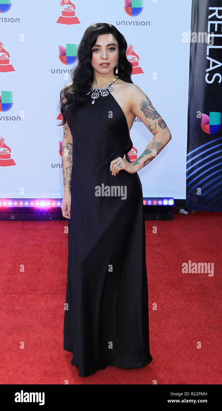 Las Vegas, Nevada, USA. 15th November, 2018. Mon Laferte attends the 19th annual Latin GRAMMY Awards at MGM Grand Garden Arena on November 15, 2018 in Las Vegas, Nevada. Photo: imageSPACE/MediaPunch Credit: MediaPunch Inc/Alamy Live News Stock Photo