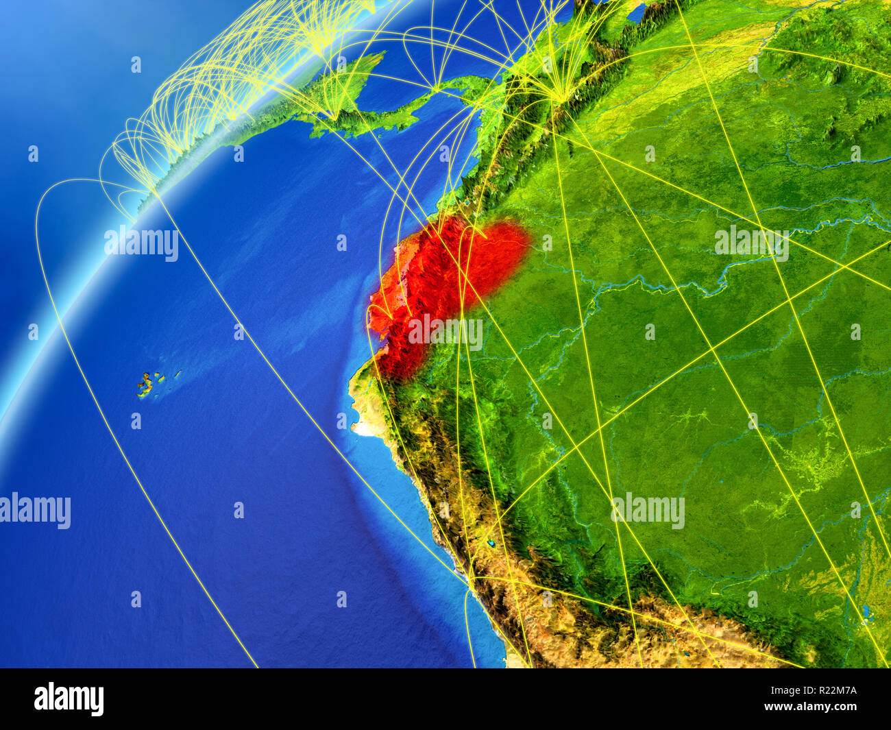 Ecuador Technology Ecuador on model of planet Earth with international networks. Concept ...