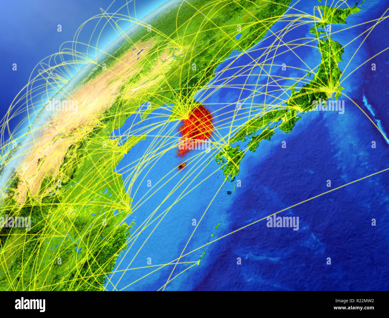South Korea on model of planet Earth with international networks ...