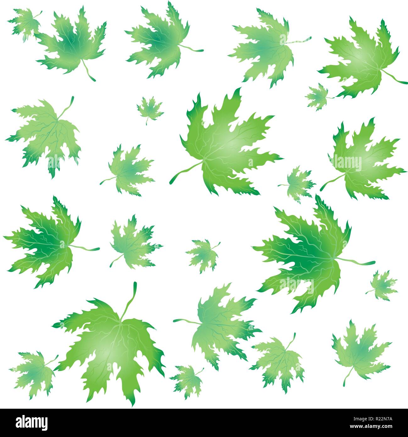 Green Fall Pattern Autumn leaves green pattern, falling leafs for print and web design ...