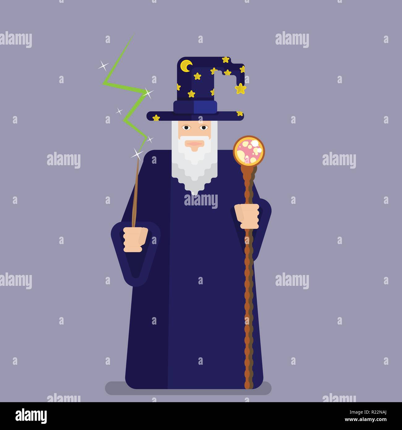 Pixel Wise Mage With Wand And Staff Cool And Funny Cartoon