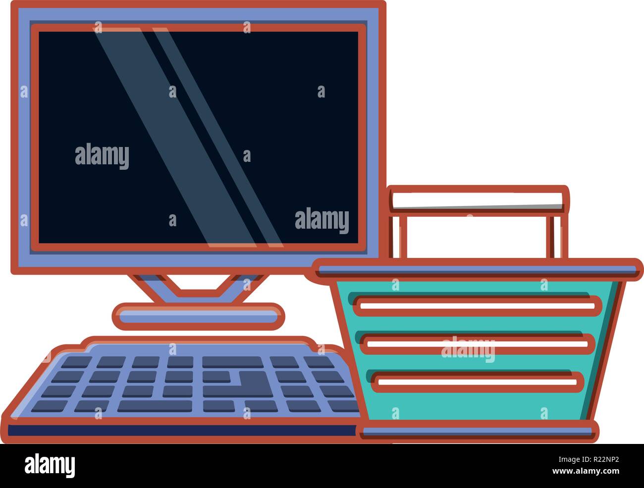 computer desktop with shopping basket vector illustration design Stock ...