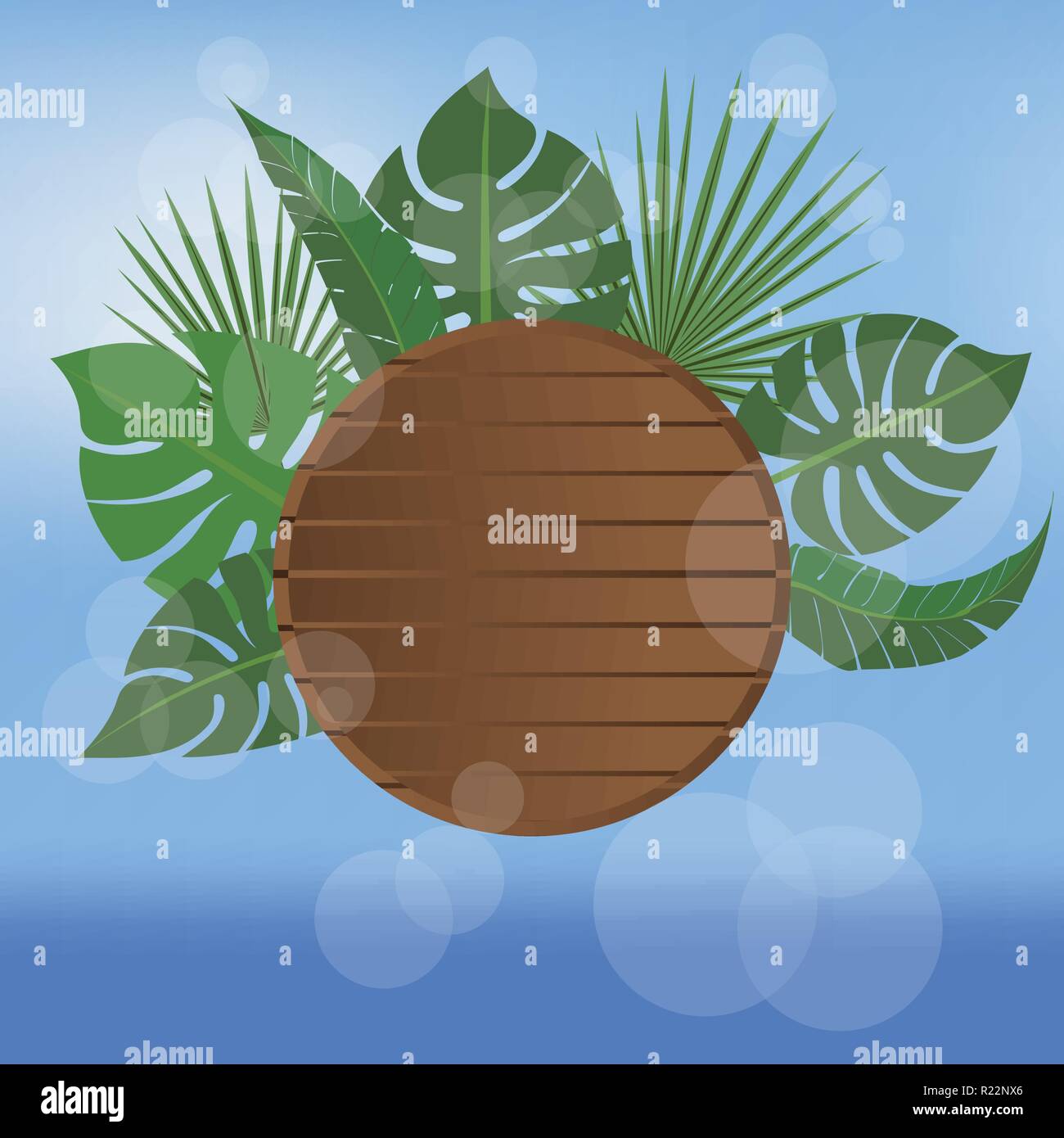 Summer Banner Beach Style Vector Illustration Wood Desk And