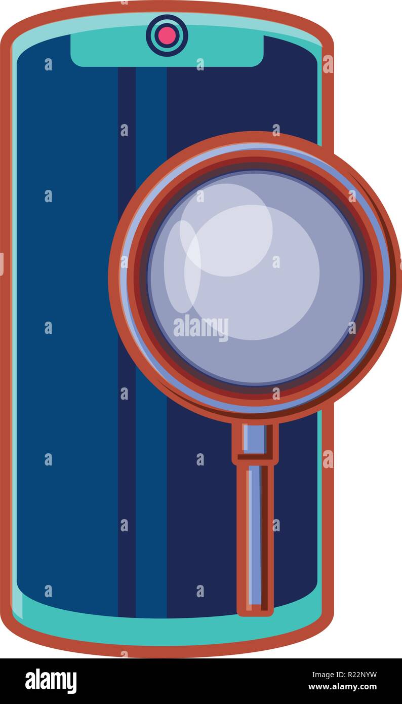 smartphone with magnifying glass vector illustration design Stock ...