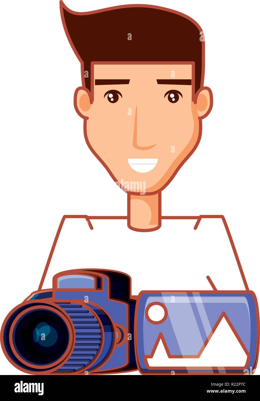 man with photographic camera and picture vector illustration design ...