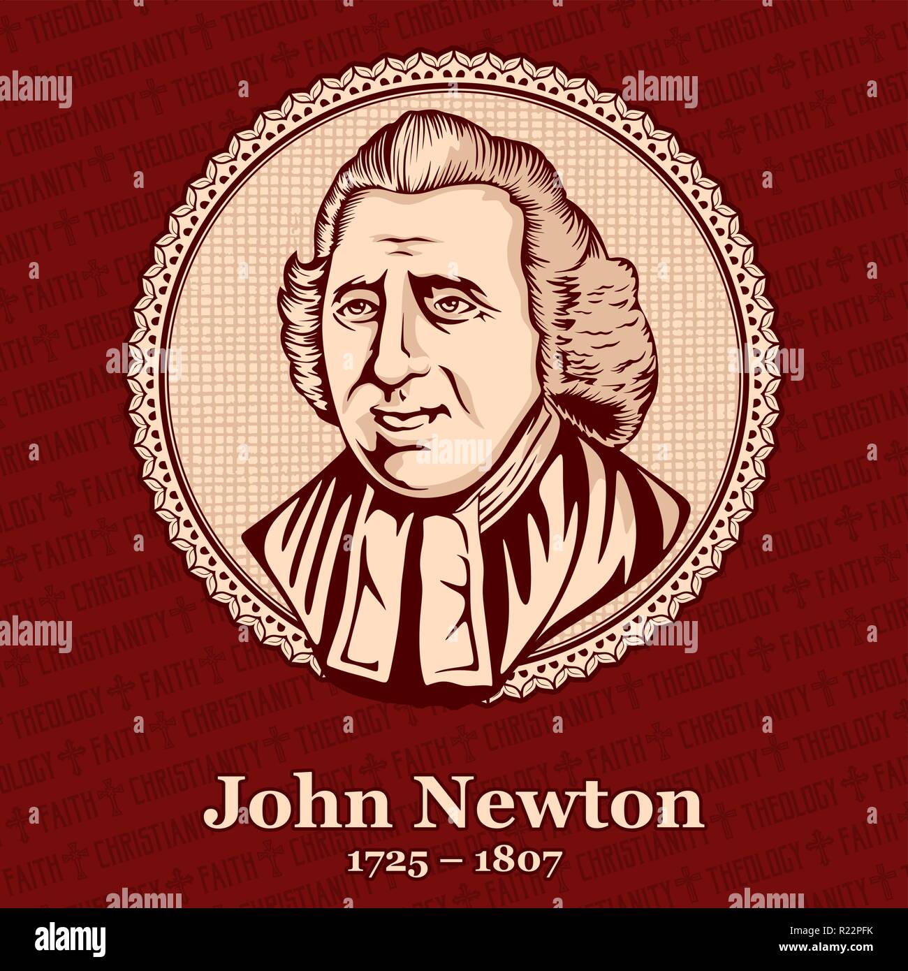 John Newton (1725 – 1807) was an English Anglican clergyman who served as a sailor in the Royal Navy for a period, and later as the captain of slave s Stock Vector