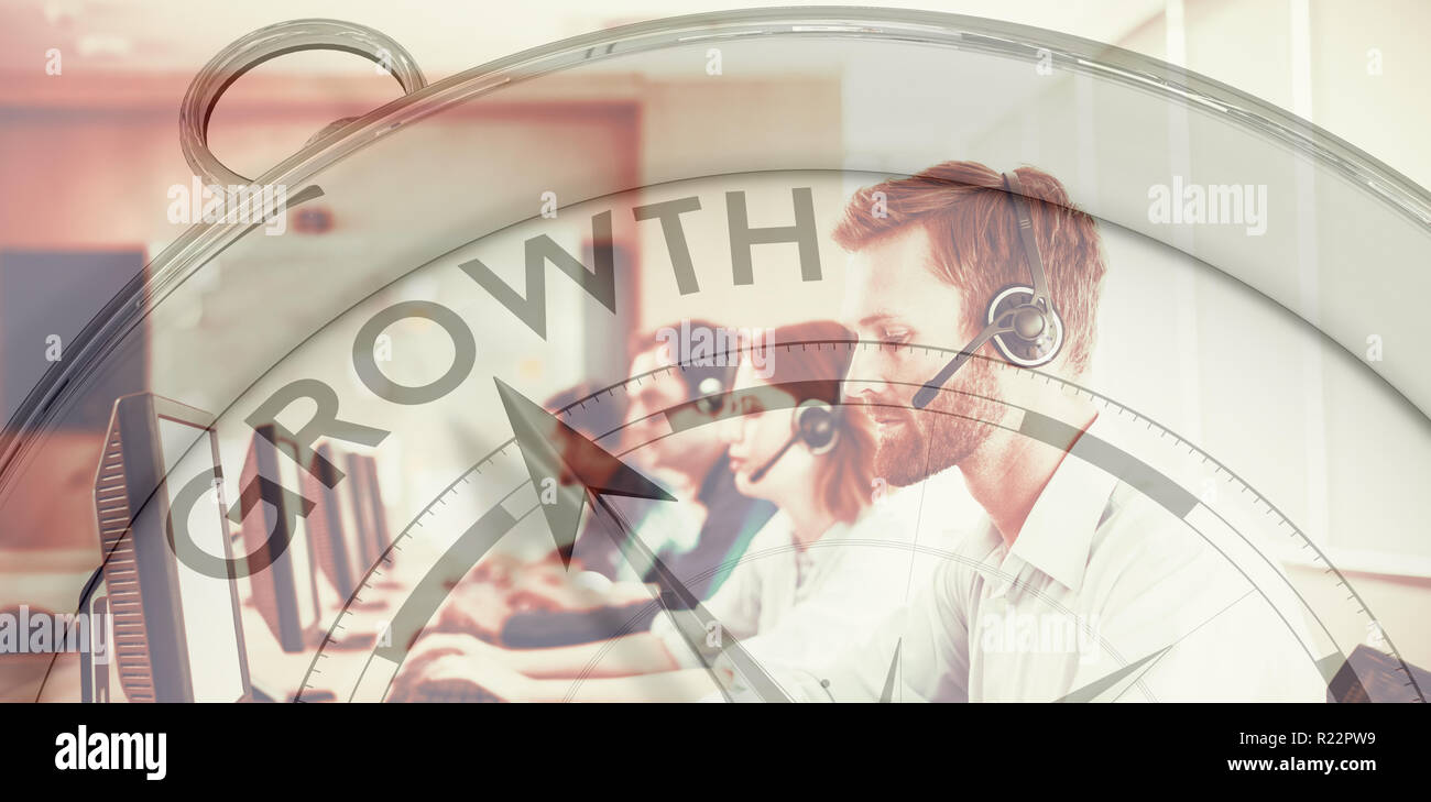 Composite image of compass pointing to growth Stock Photo
