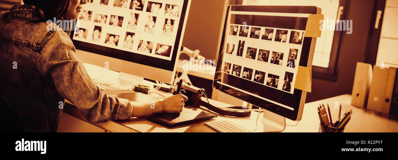Graphic designer using graphics tablet Stock Photo
