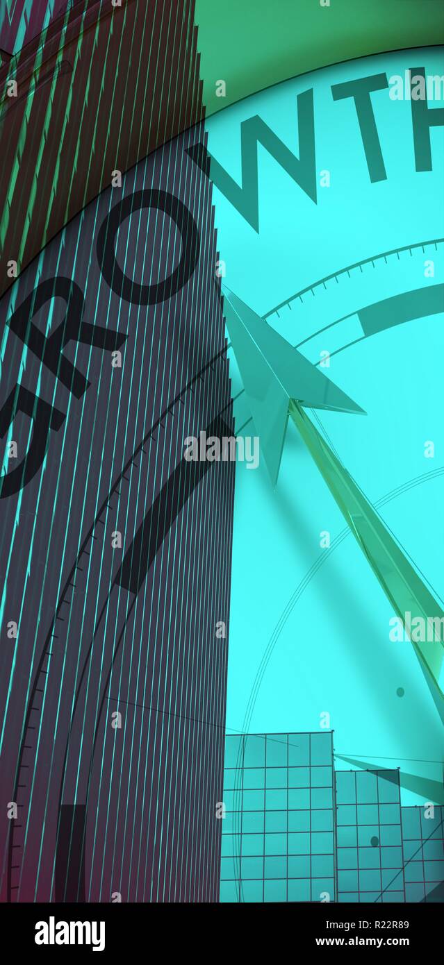 Composite image of compass pointing to growth Stock Photo