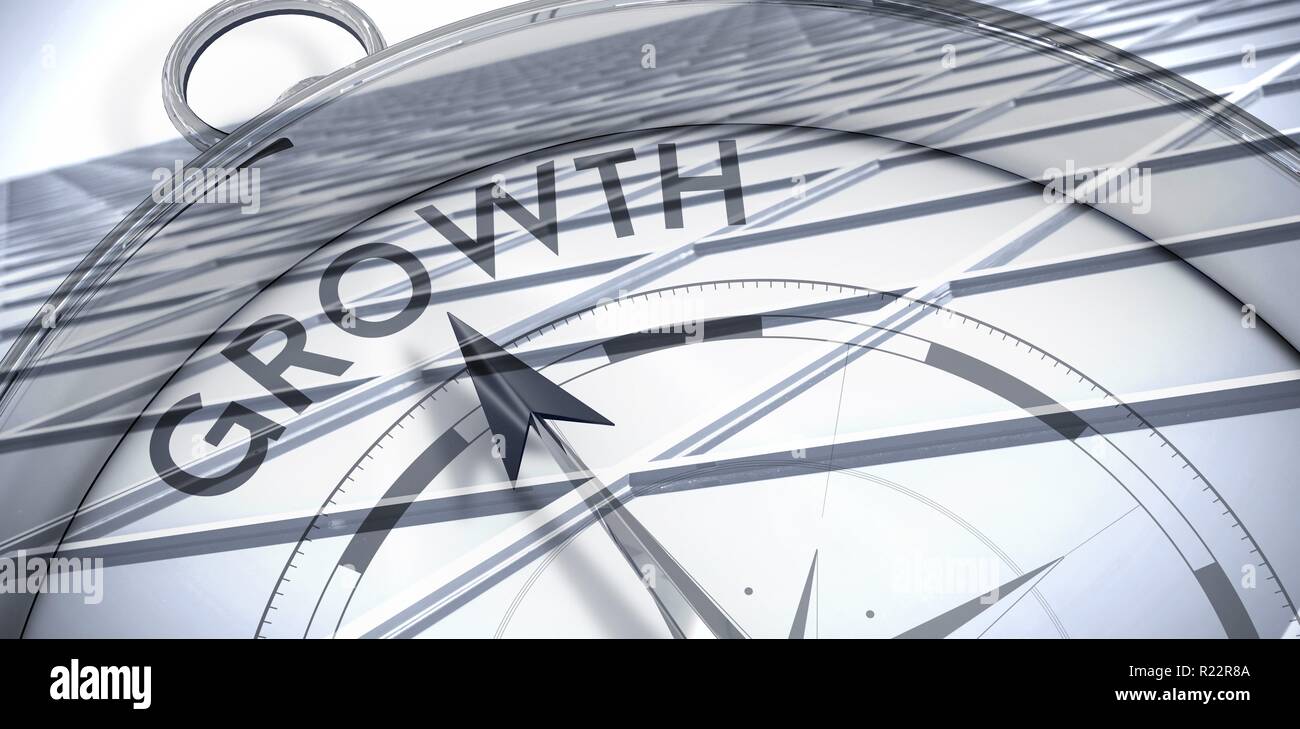 Composite image of compass pointing to growth Stock Photo