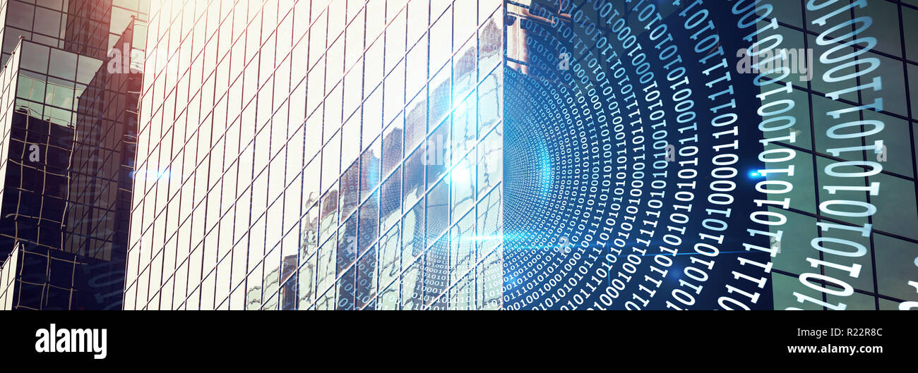 Composite image of spiral of shiny binary code Stock Photo