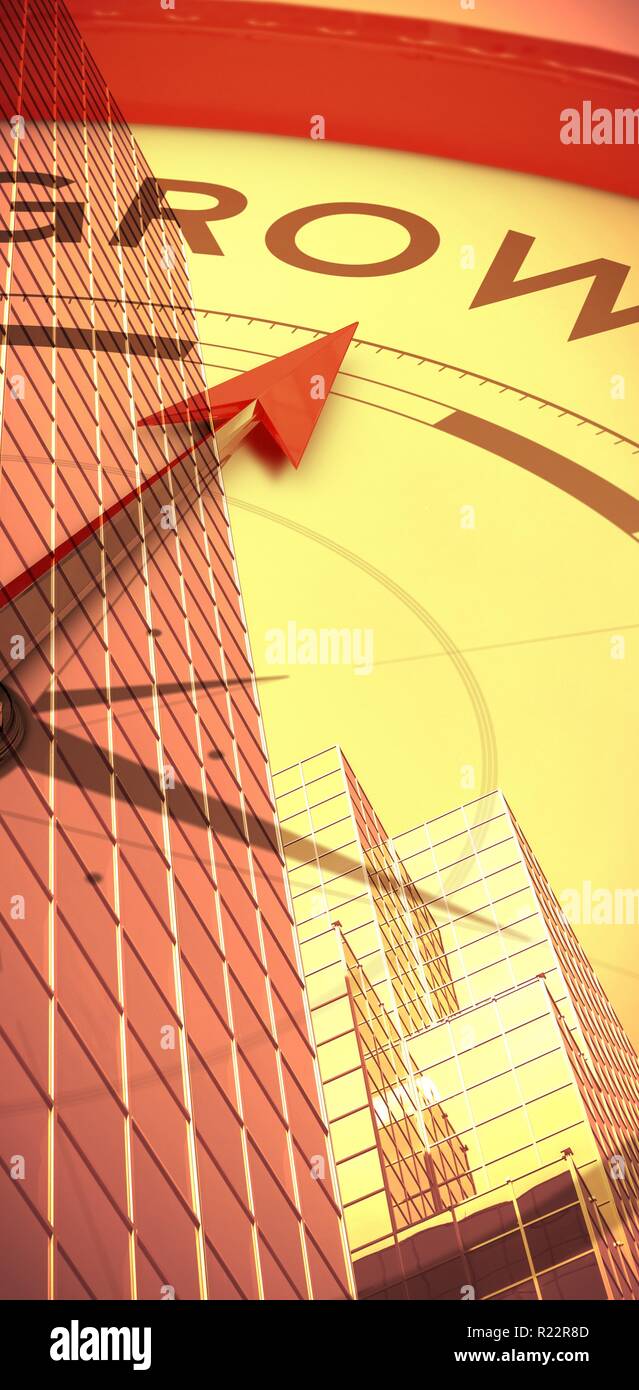 Composite image of compass pointing to growth Stock Photo