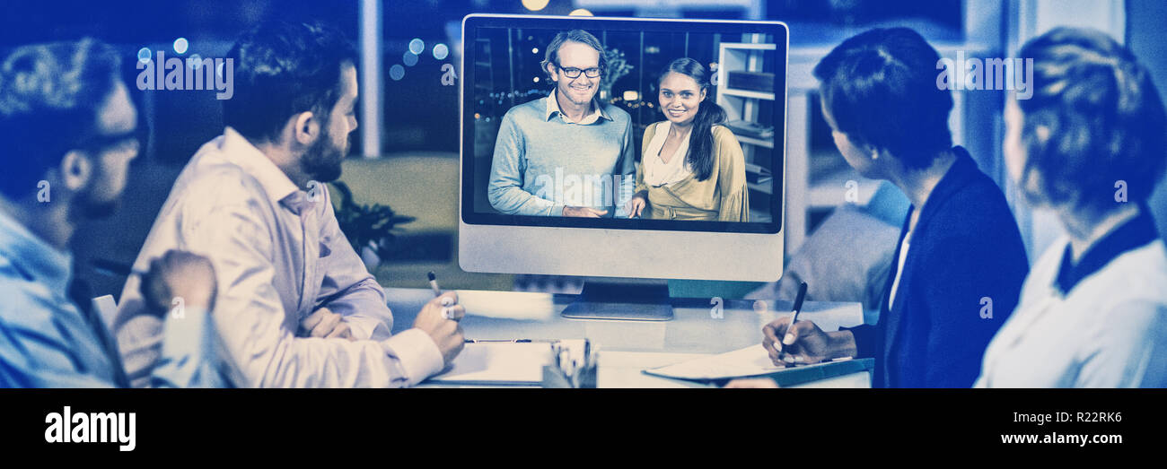 Business team having video conference Stock Photo