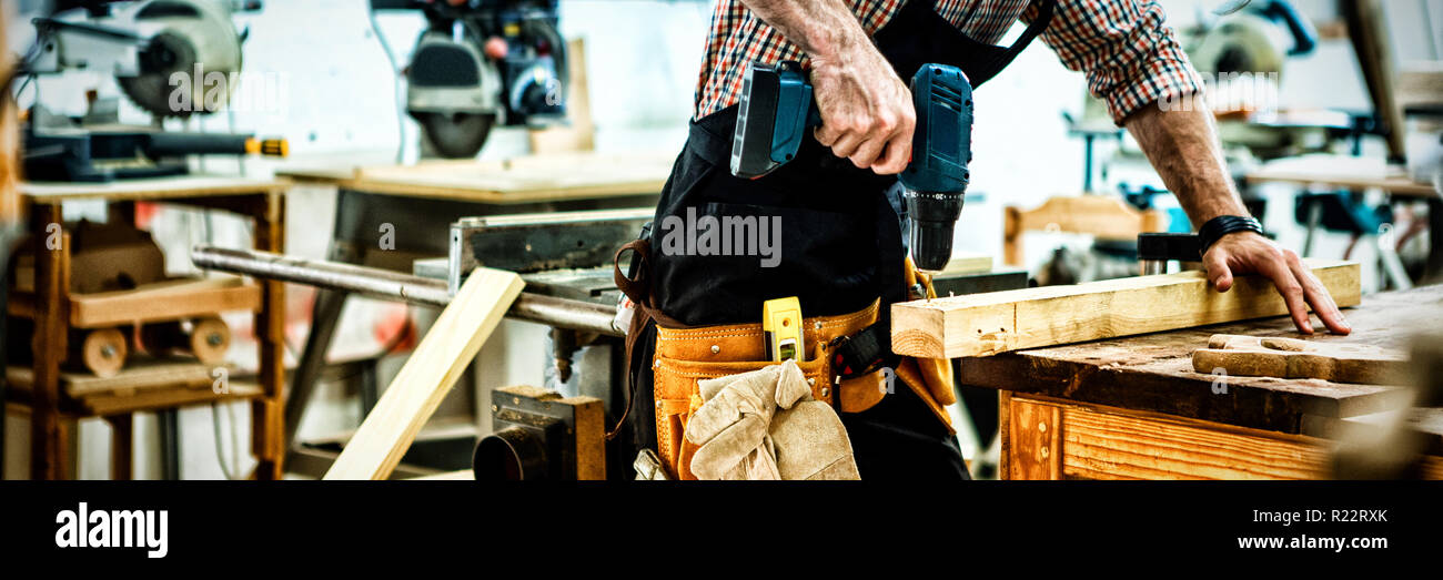 Carpenter working on his craft Stock Photo