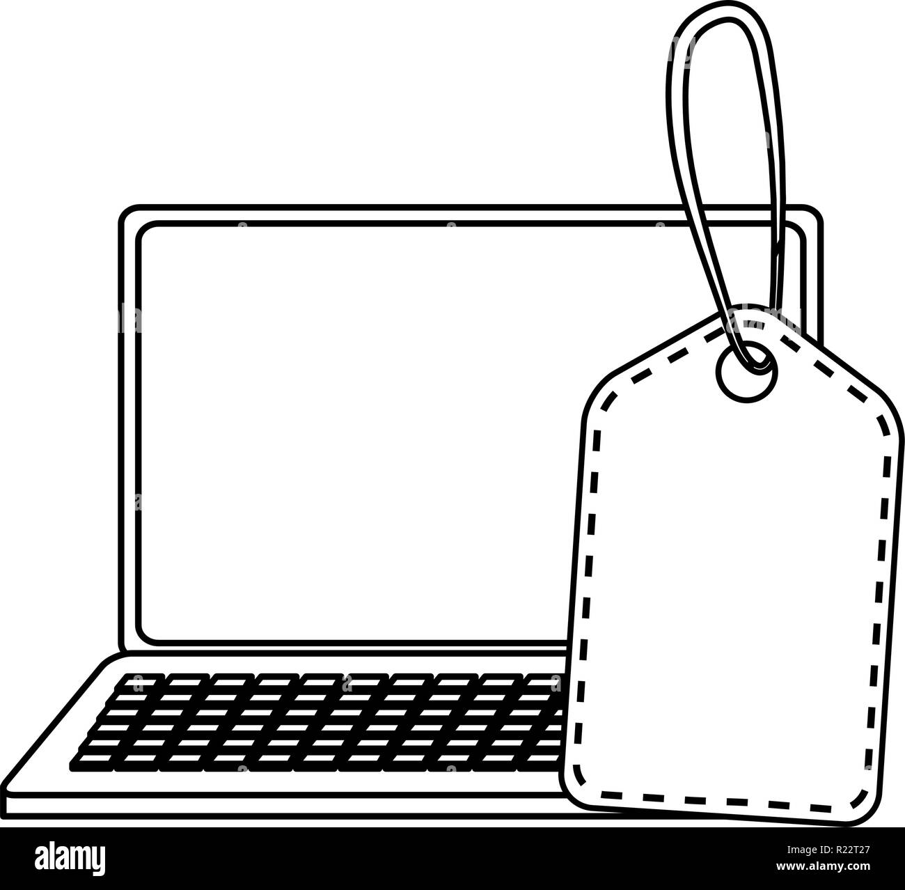 laptop computer online shopping tag vector illustration Stock Vector ...