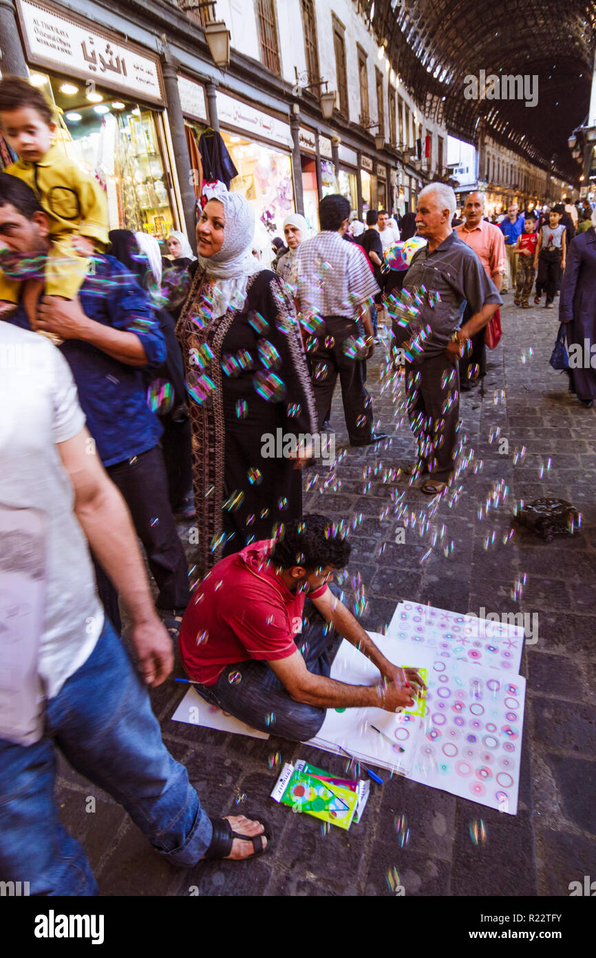 Damascus, Syria : Passersby at the Al-Hamidiyah Souq Stock Photo