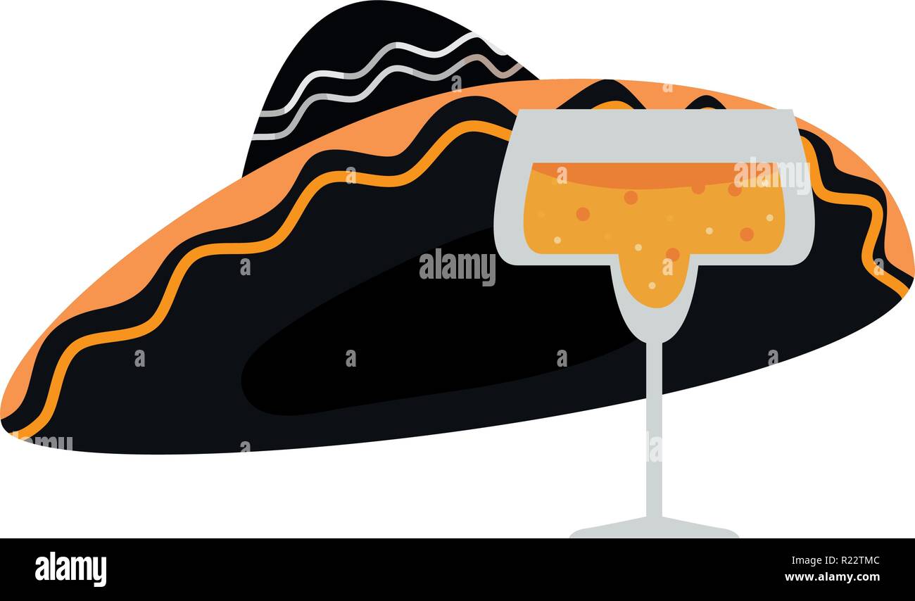 mexican hat and tequila drink vector illustration Stock Vector Image ...