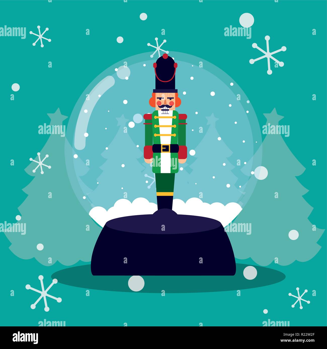 nutcracker soldier in crystal ball vector illustration design Stock