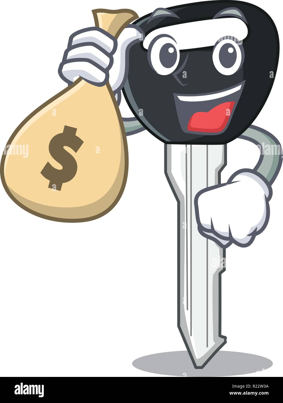 With money bag car keys cartoon isolatedon on shape Stock Vector Image