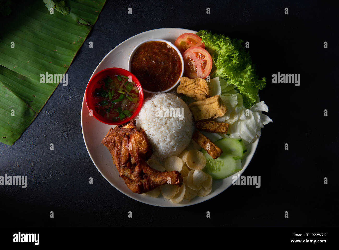 Nasi Lemak Kukus With Drumpstick Top Down View Stock Photo Alamy