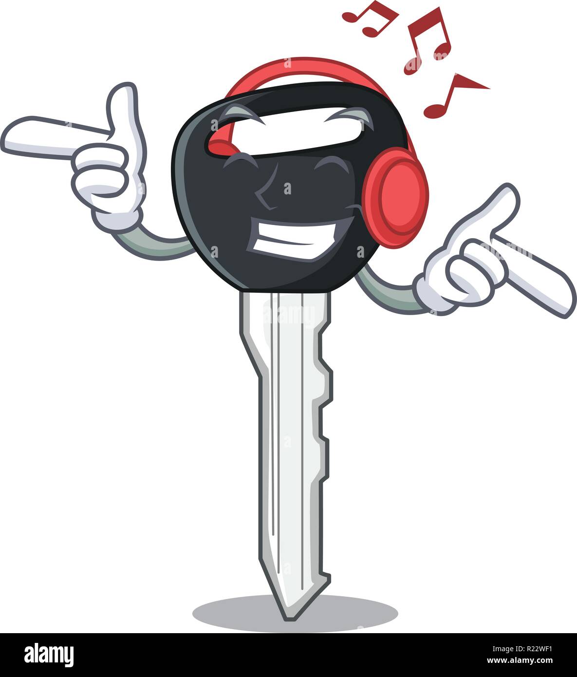 Listening music mascot ilustration featuring on car key Stock Vector