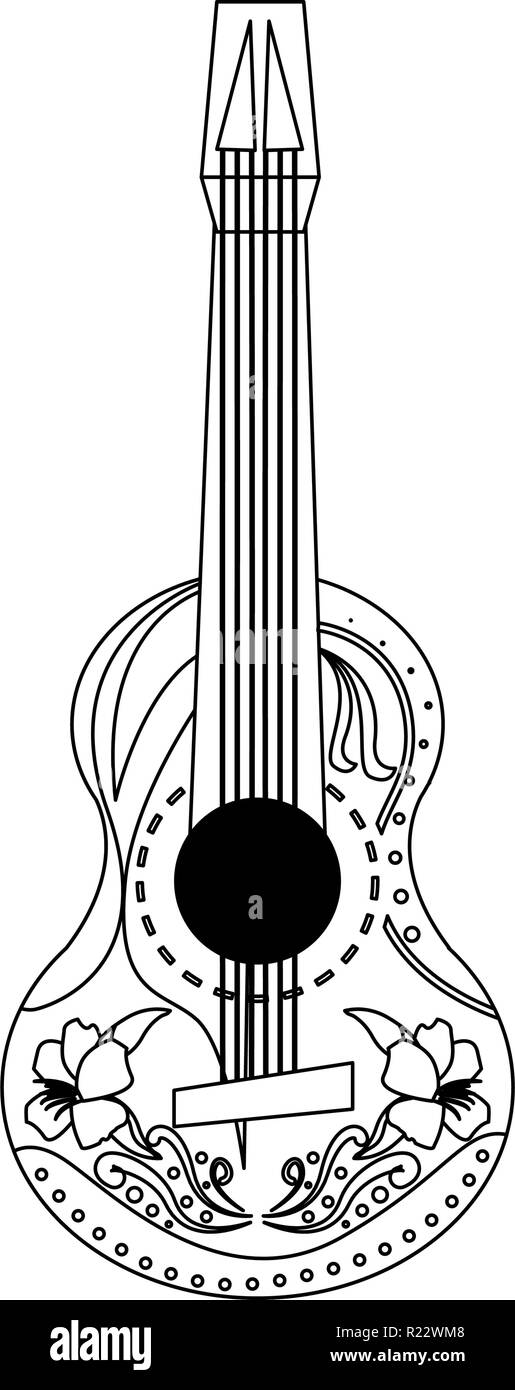 mexican guitars flowers day of the dead vector illustration Stock