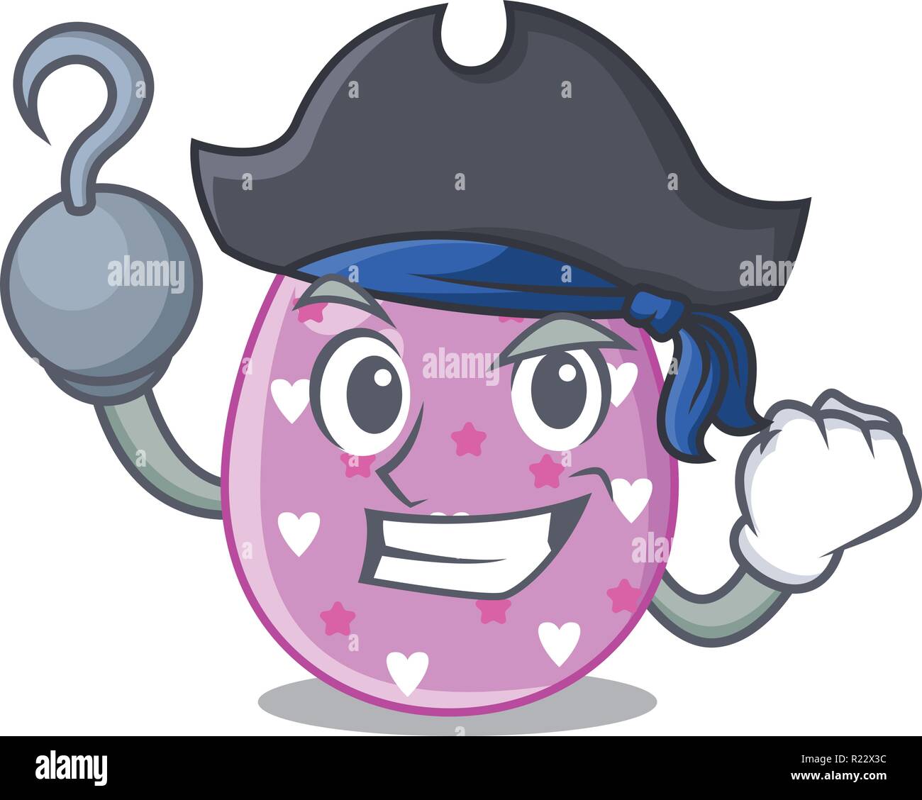 Pirate easter egg cartoon clipping on path Stock Vector