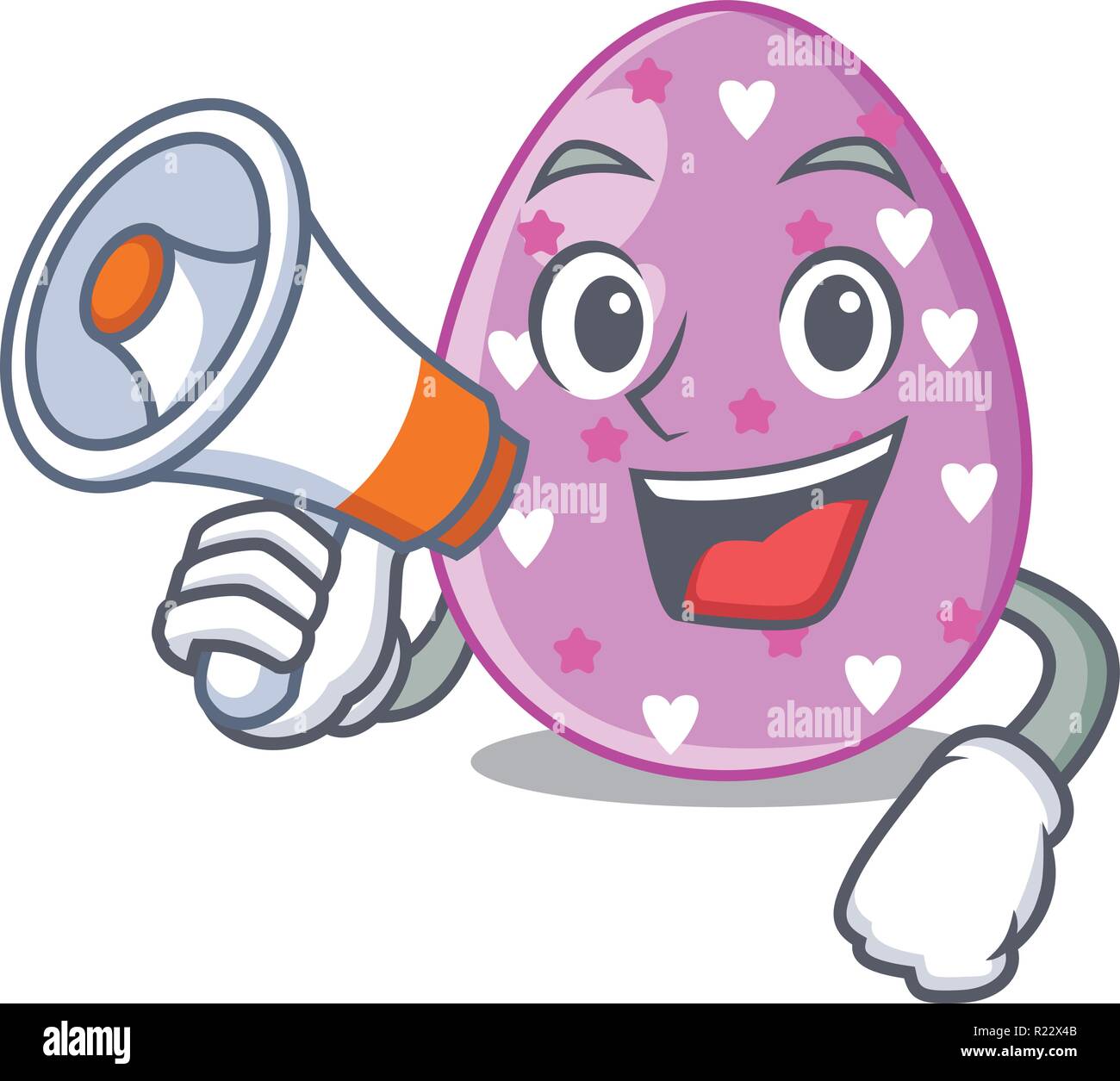 With megaphone easter egg cartoon clipping on path Stock Vector