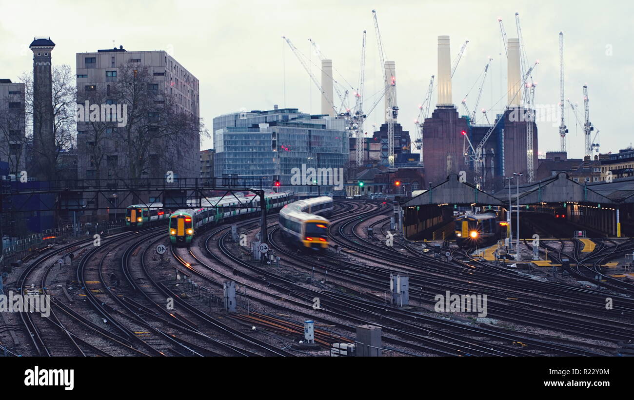 London battersea power station rail train Stock Photo