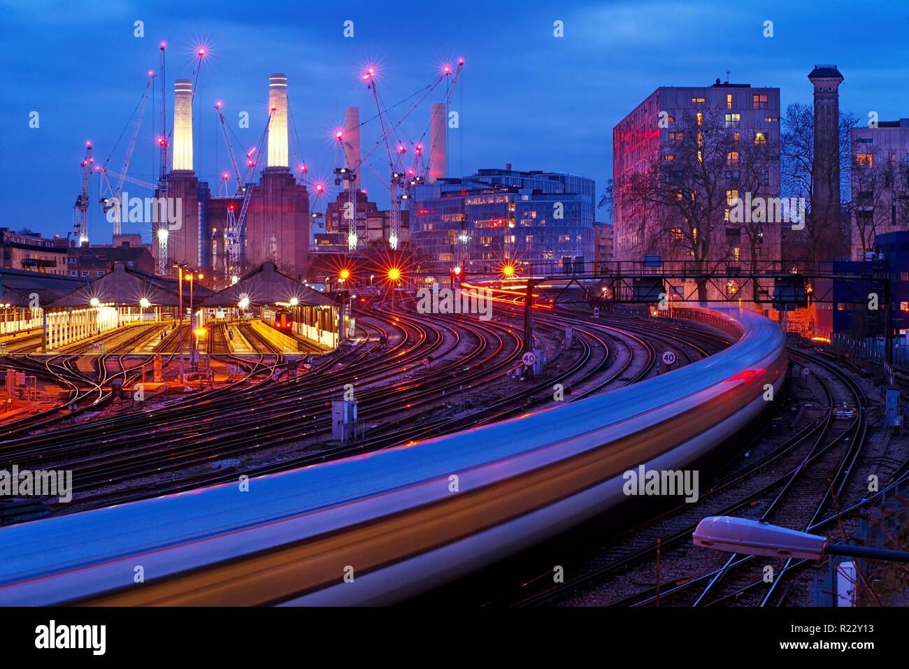 London battersea power station rail train Stock Photo
