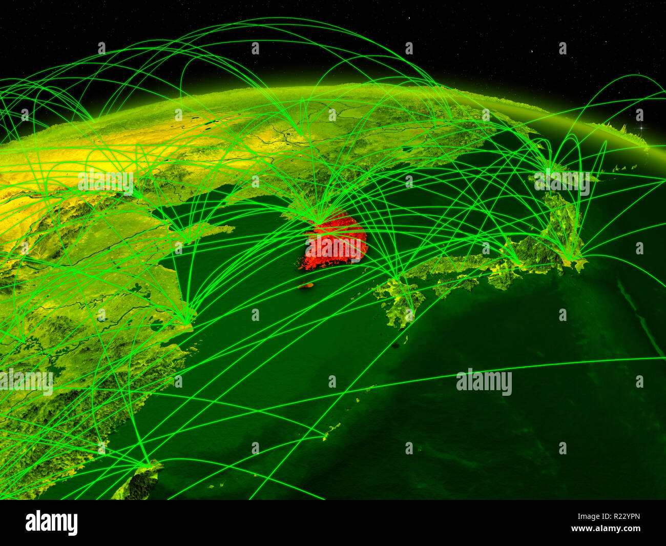 South Korea on digital planet Earth with international network ...