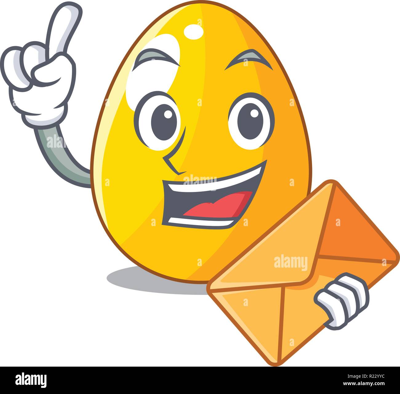 With envelope golden eggo on isolated image mascot Stock Vector