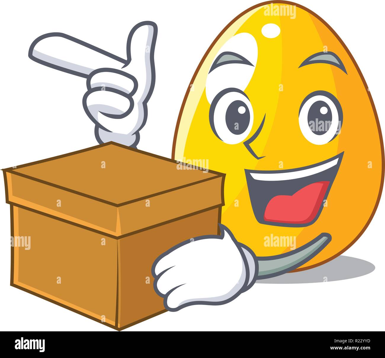 With box golden eggo on isolated image mascot Stock Vector