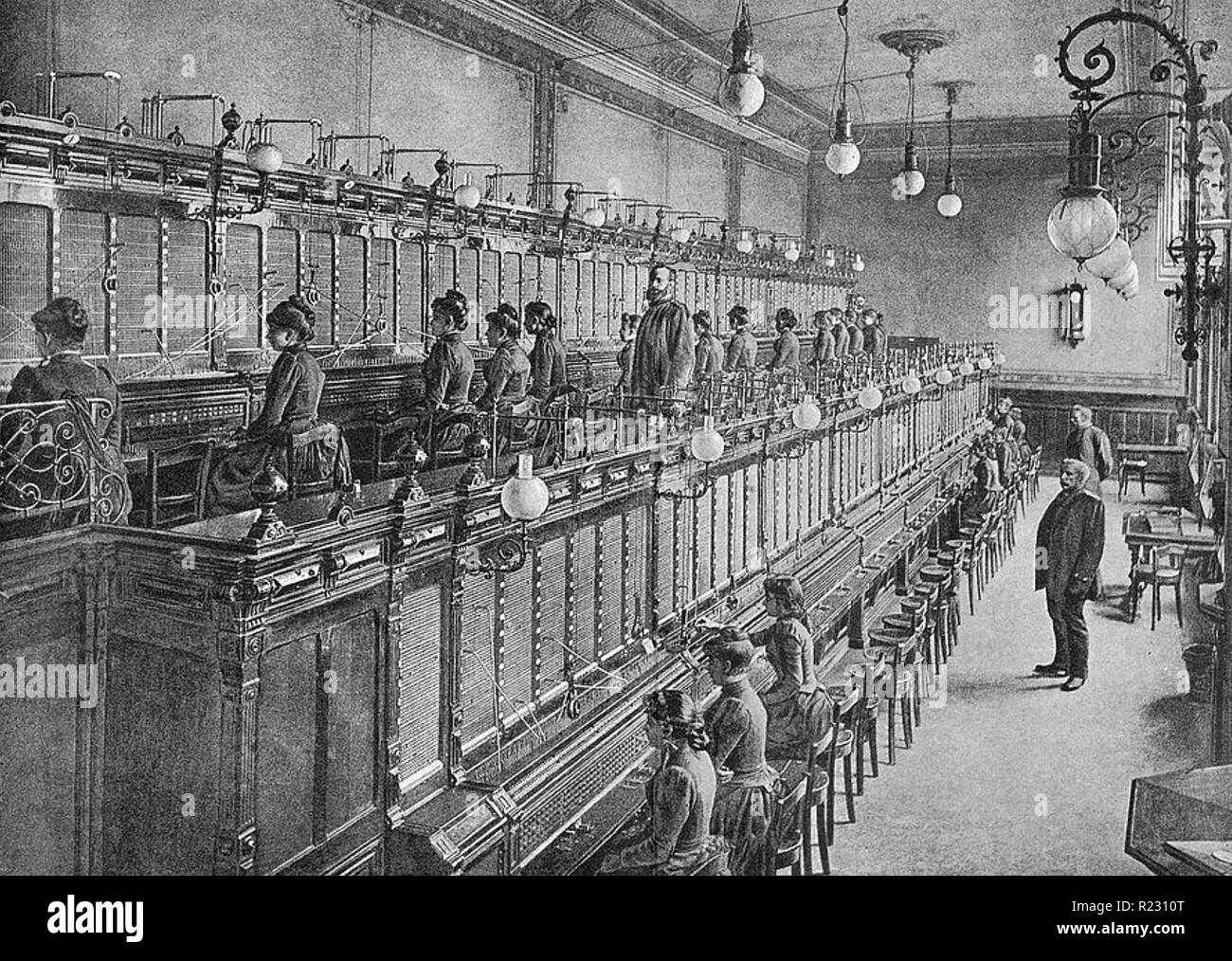 AMERICAN TELEPHONE EXCHANGE about 1905 Stock Photo