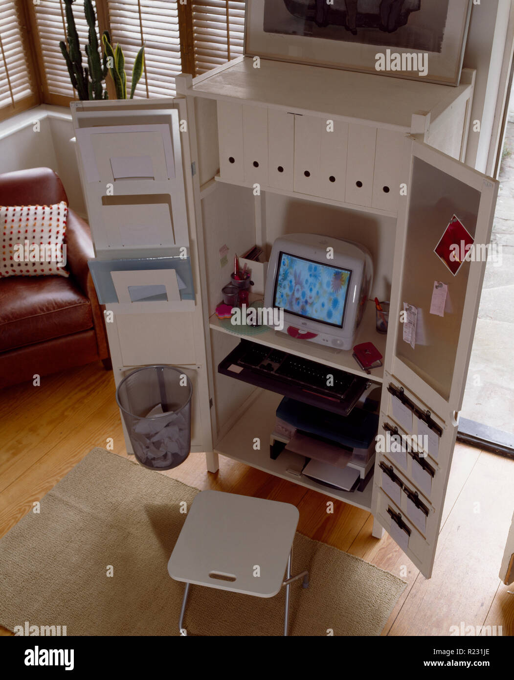 Close-up of a home office in a cupboard Stock Photo